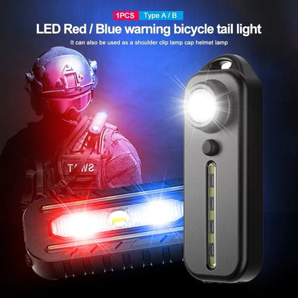 LED Red Blue Caution Emergency Police Light with Clip USB Rechargeable