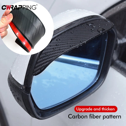 2PCS Car Rearview Mirror Rain Eyebrow Carbon Fiber Sun Visor Shade