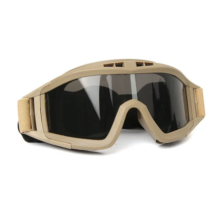 JSJM Airsoft Tactical Goggles 3 Lens Windproof Dustproof Shooting