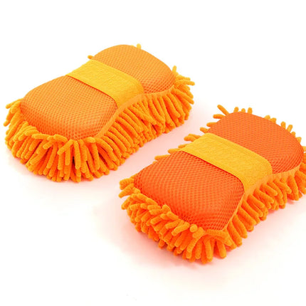 2Pcs Coral Car Washer Gloves Car Cleaning Sponge Care Detailing
