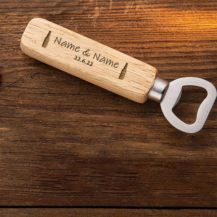 Personalized Bottle Opener Wedding Favour Gift for Him Engraved Wooden