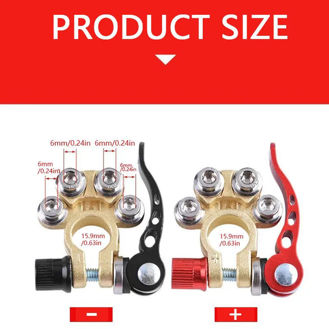 Auto Car Quick Release Battery Terminals - 12V 24V Aluminium Alloy Top