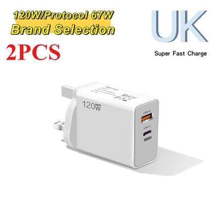 120W USB Fast Charger With Type C Cable Fast Charging Adapter For