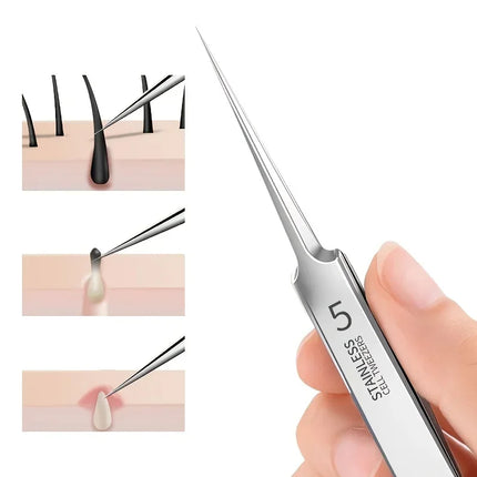 1 Pack Extra Fine No. 5 Cellular Acne Blackhead Tweezers - Facial