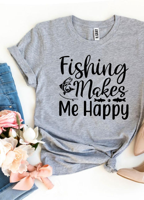 Fishing Makes Me Happy T-shirt