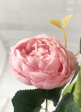 30cm Rose Pink Silk Peony Artificial Flowers Bouquet 5 Big Head And 4