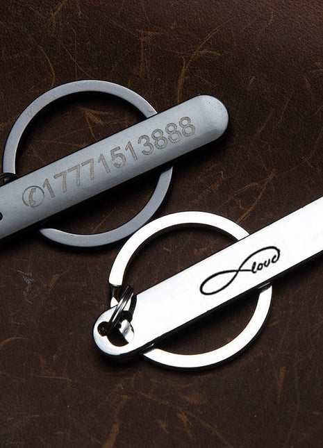 Custom Phone Number Logo Name Keychain Women Men Car Key Ring Laser