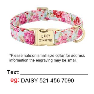 Personalized Printed Dog Collar Leash Set Customized Nylon Pet Collar