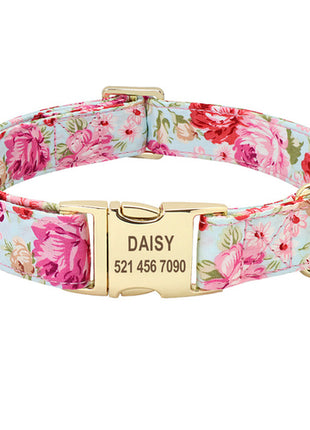 Personalized Printed Dog Collar Leash Set Customized Nylon Pet Collar