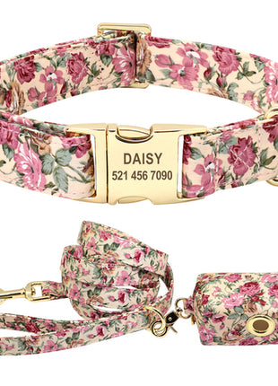 Personalized Printed Dog Collar Leash Set Customized Nylon Pet Collar