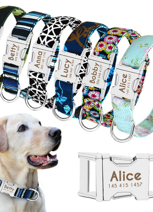 Nylon Dog Collar Personalized Pet Collar Engraved ID Tag Nameplate