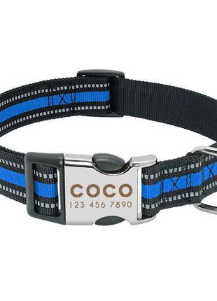 Nylon Dog Collar Personalized Pet Collar Engraved ID Tag Nameplate
