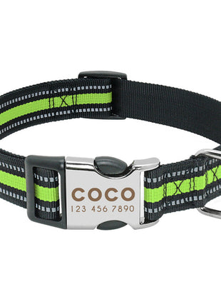 Nylon Dog Collar Personalized Pet Collar Engraved ID Tag Nameplate