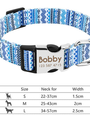 Nylon Dog Collar Personalized Pet Collar Engraved ID Tag Nameplate