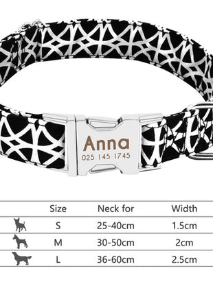 Nylon Dog Collar Personalized Pet Collar Engraved ID Tag Nameplate