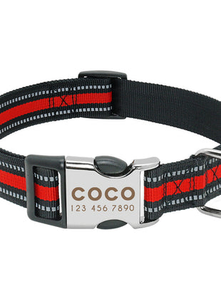 Nylon Dog Collar Personalized Pet Collar Engraved ID Tag Nameplate