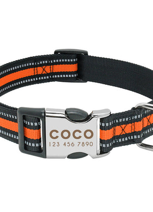 Nylon Dog Collar Personalized Pet Collar Engraved ID Tag Nameplate