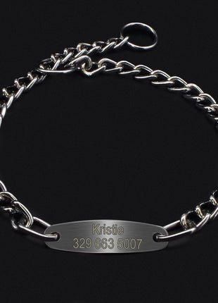 Personalized Pet Dog Chain Choke Collar Pets Training Engraved ID Slip