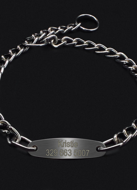 Personalized Pet Dog Chain Choke Collar Pets Training Engraved ID Slip