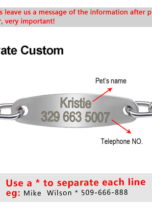 Personalized Pet Dog Chain Choke Collar Pets Training Engraved ID Slip