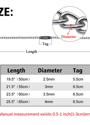 Personalized Pet Dog Chain Choke Collar Pets Training Engraved ID Slip