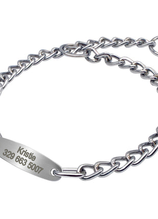 Personalized Pet Dog Chain Choke Collar Pets Training Engraved ID Slip