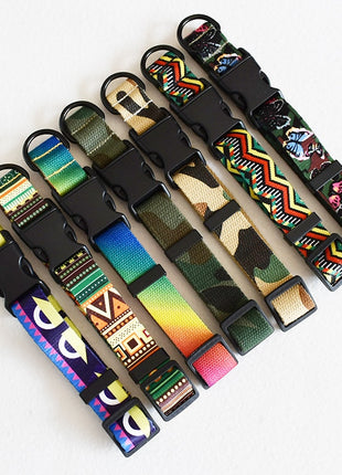 15 Kinds Of Color Nylon Printed Dog Collar Adjustable Collar For Dogs