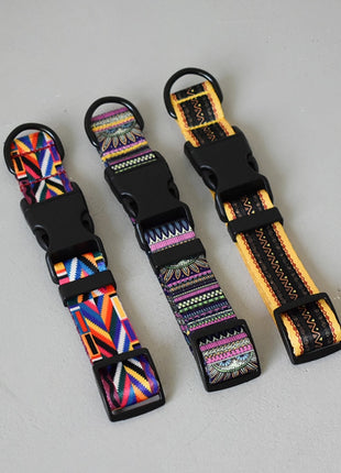 15 Kinds Of Color Nylon Printed Dog Collar Adjustable Collar For Dogs