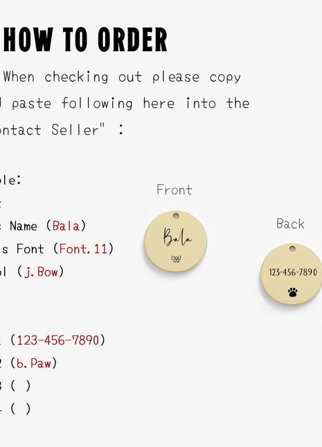 Personalized Cat Dog ID Tag MW007 Name with Cute Symbols Engraved