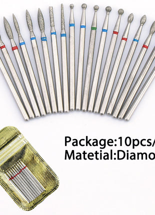 10pcs Diamond Milling Cutter Nail Drill Bits Set For Manicure