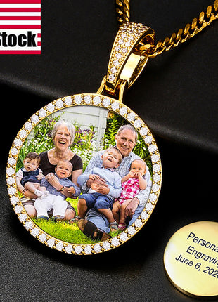 Round Medallions Custom Photo Pendant Necklace Men Hip Hop Jewelry