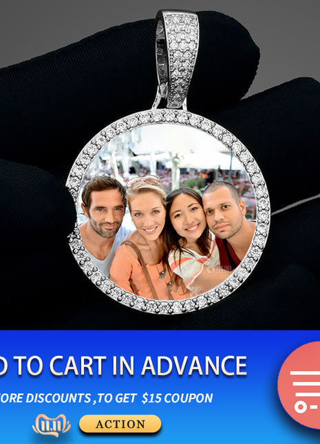Round Medallions Custom Photo Pendant Necklace Men Hip Hop Jewelry