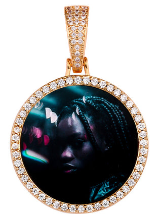 Round Medallions Custom Photo Pendant Necklace Men Hip Hop Jewelry