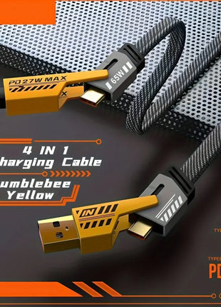 4 in 1 USB C Cable Fast Charging Data Cable 65W 27W PD QC3.0