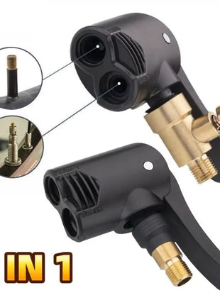 2-In-1 Bicycle Pump Nozzle Hose Adapter Inflatable Pump Motorbike Air