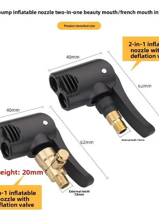 2-In-1 Bicycle Pump Nozzle Hose Adapter Inflatable Pump Motorbike Air