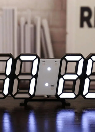 3D LED Digital Clock Wall Decoration Glow Night Mode Decoration for