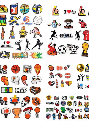 PVC Basketball Football Volleyball Series Shoe Charms for Women Men