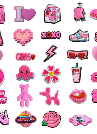 Hot Sales 1Pcs Pink Shoe Charms for Crocs Accessories Pin Shoe