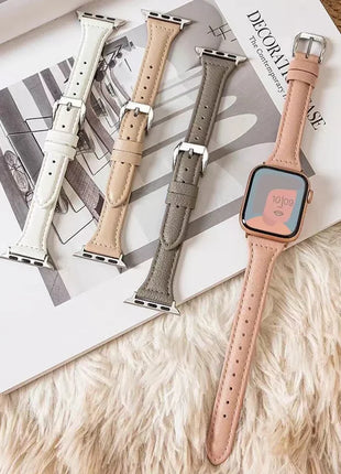 Slim Leather Strap for Apple Watch Band 44mm 40mm 41mm 49mm 42 45 Mm