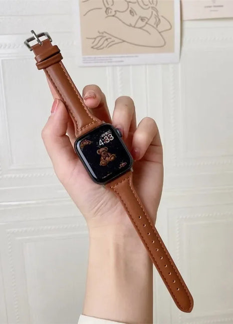 Slim Leather Strap for Apple Watch Band 44mm 40mm 41mm 49mm 42 45 Mm