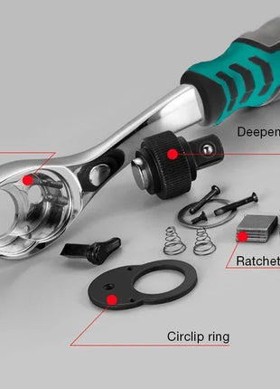 72 Teeth Ratcheting Socket Wrench Car Repair Socket Wrench Set Diy