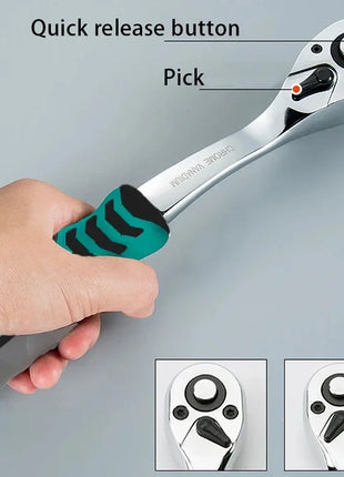 72 Teeth Ratcheting Socket Wrench Car Repair Socket Wrench Set Diy