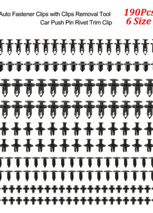 190PCS rivet fasteners, 6 models and sizes, body fixing clip bumper,
