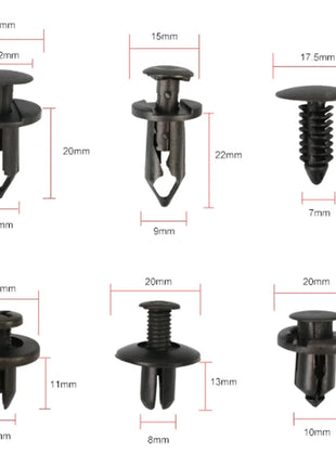 190PCS rivet fasteners, 6 models and sizes, body fixing clip bumper,