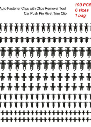 190PCS rivet fasteners, 6 models and sizes, body fixing clip bumper,