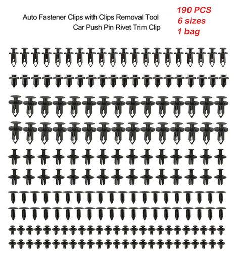 190PCS rivet fasteners, 6 models and sizes, body fixing clip bumper,