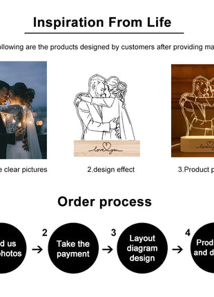 Dropshipp Personalized 3D Photo Lamp Engraving Base Custom Valentine's