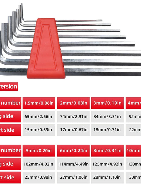 8pcs Allen Wrench Metric Wrench Inch Wrench L Wrench Size Allen Key