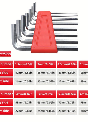8pcs Allen Wrench Metric Wrench Inch Wrench L Wrench Size Allen Key
